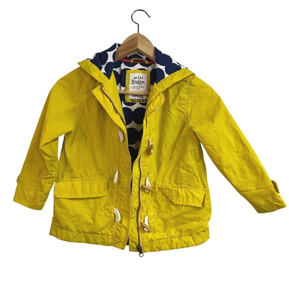 Mini Boden Other - Mini Boden‎ Yellow Raincoat Hooded Toggle Closure Kids Size 5-6Y Water Resistant